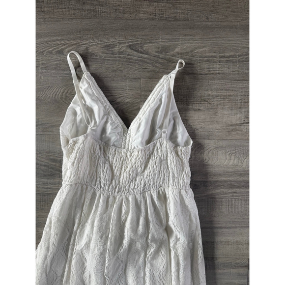 Boho Lace Hi Low Maxi Dress Ivory Cottagecore Romantic Festival EUC No Tags - Picture 11 of 11